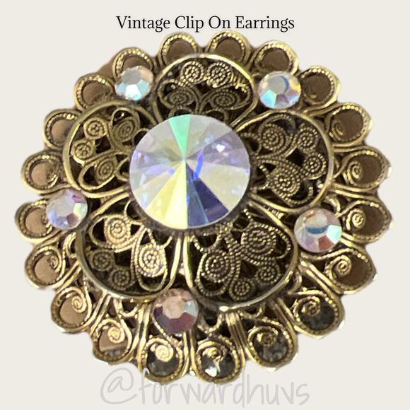 Vintage Mistar Bijoux Clip on Rhinestone Earrings - Read - Picture 7 of 10